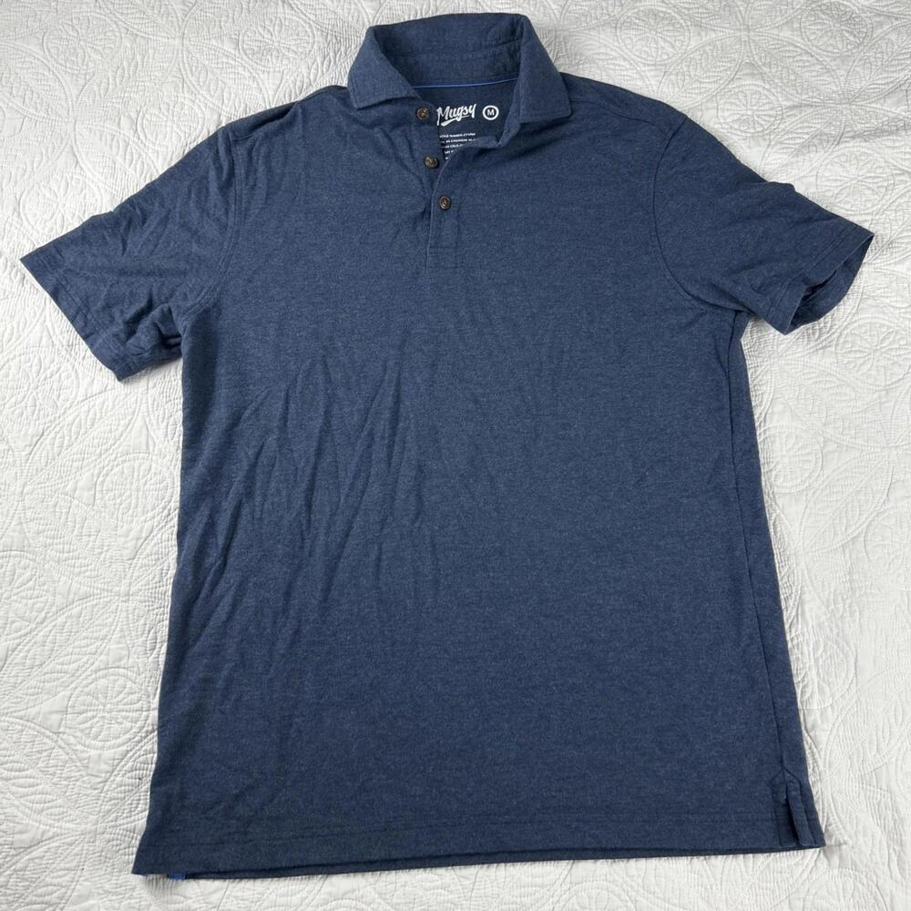 Mugsy Polo Shirt men's M short sleeve Blue cashmere blend soft stretch